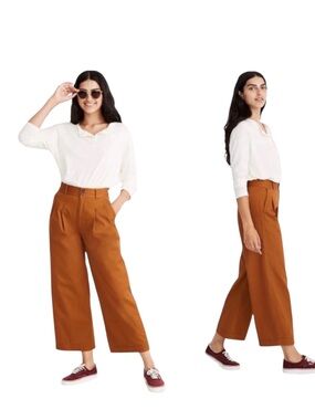 Madewell Pleated Wide-Leg Pants - Rust / Burnt Sienna - Size 00P